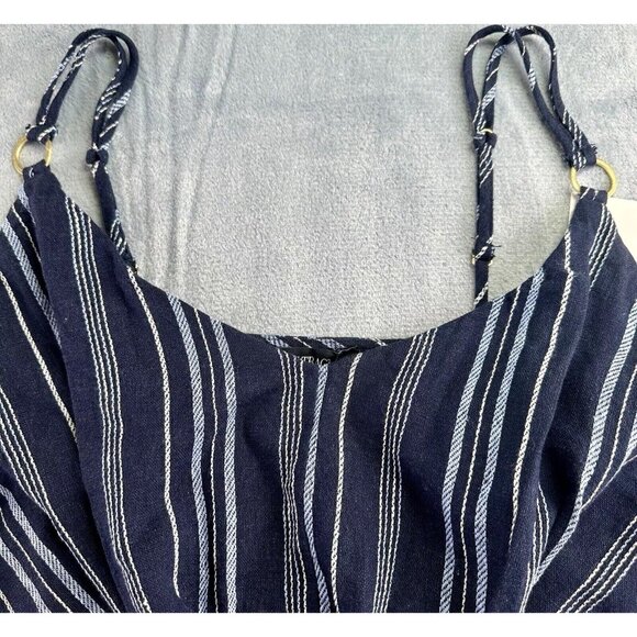 Ellen Tracy Tie Front Linen Blend Dress Size Small Navy White Stripe $129 NWT - Picture 9 of 16